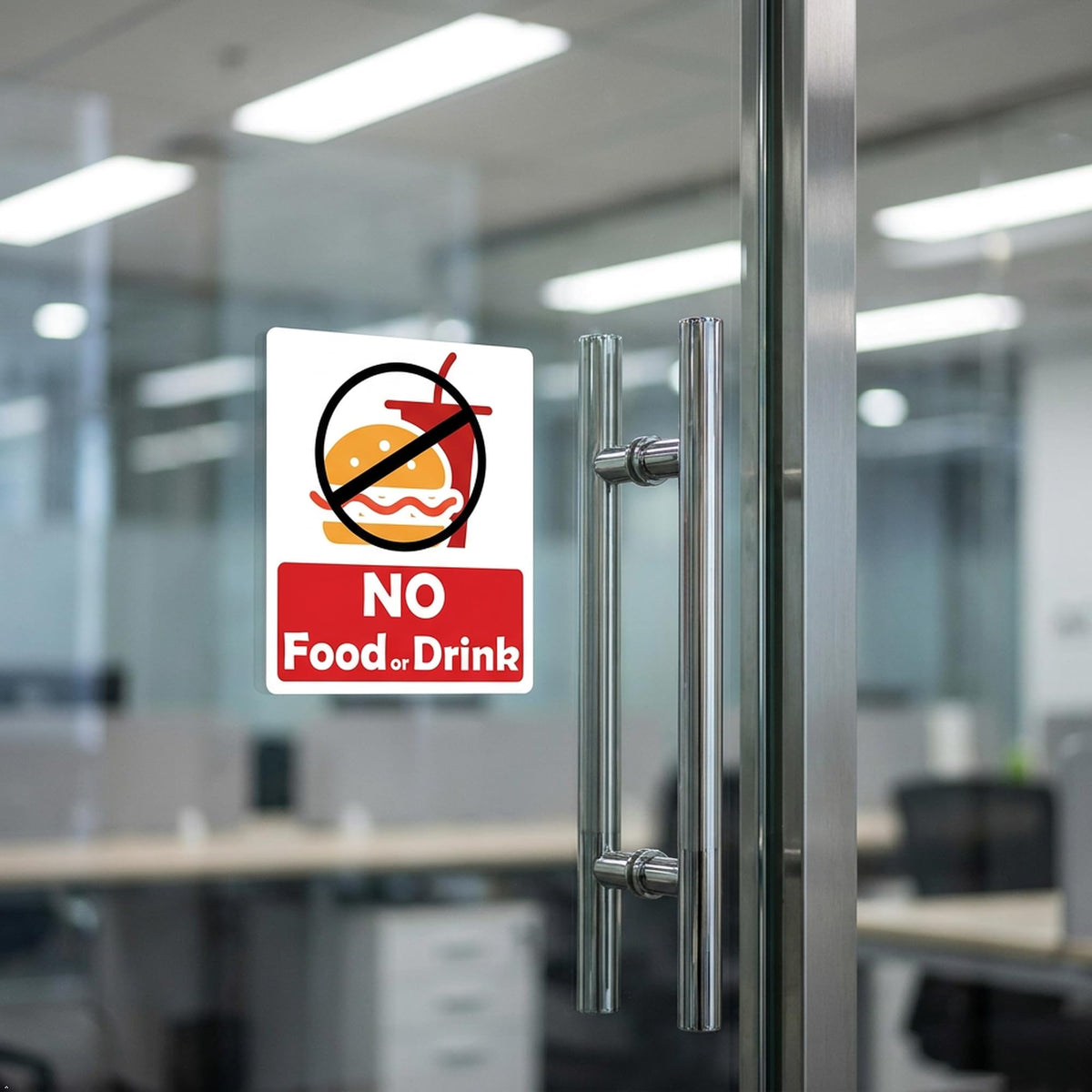 Picniva No Food or Drink Notice Stickers, 5 in, Two Pack