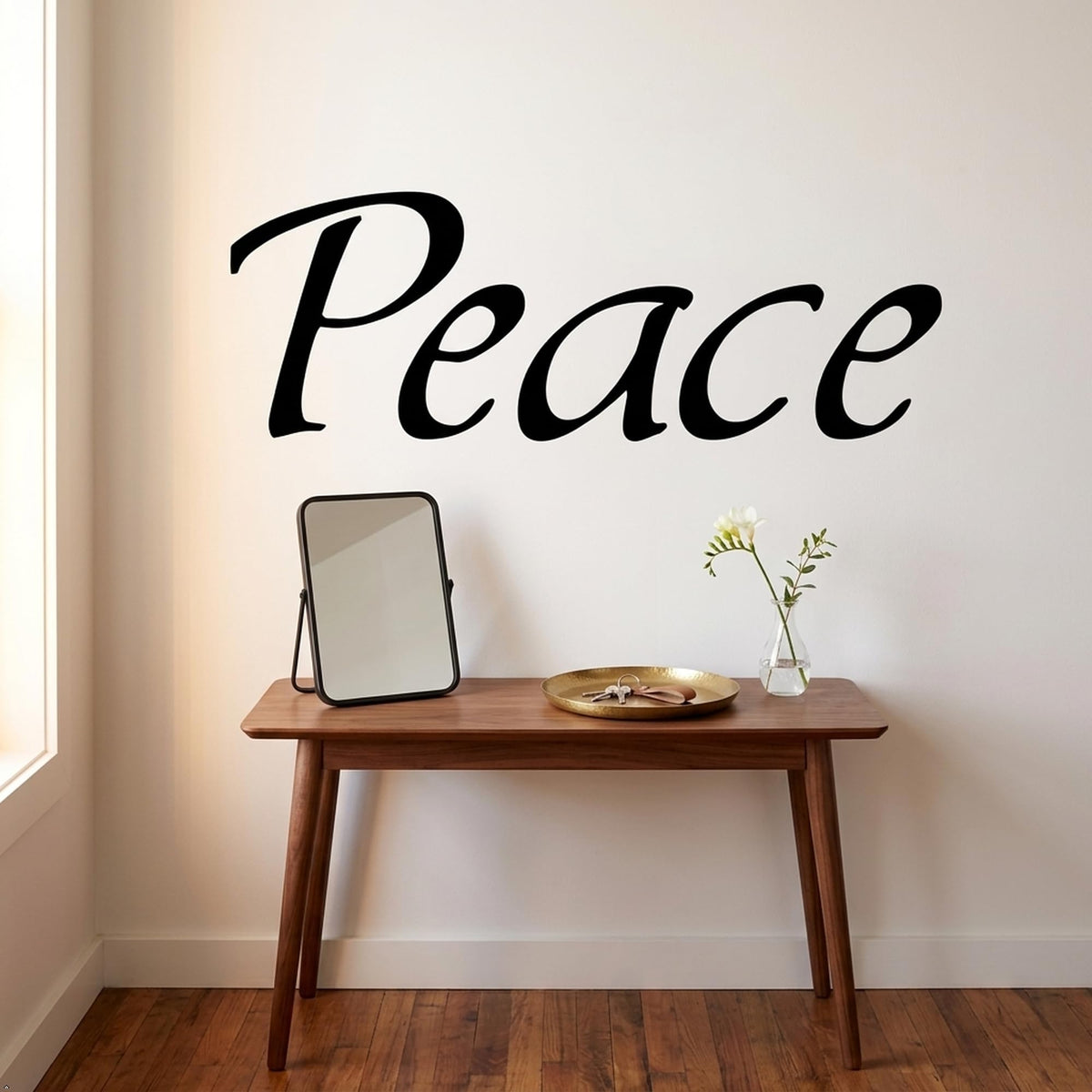 Picniva Peace Removable Vinyl Wall Decal (Black, 40''Width)
