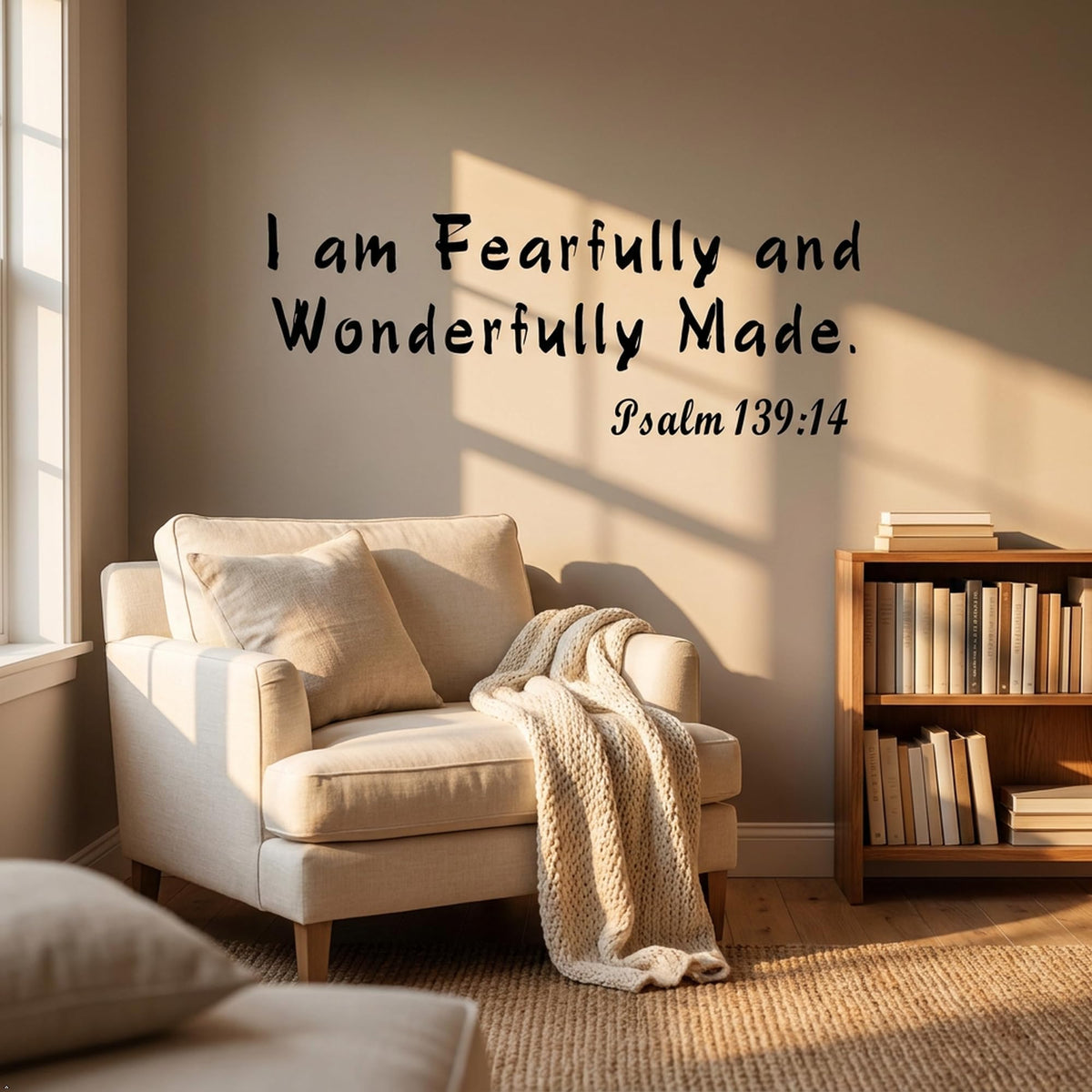 Picniva Fearfully and Wonderfully Made Psalm 139 Wall Decal (Black, 40'' Width)