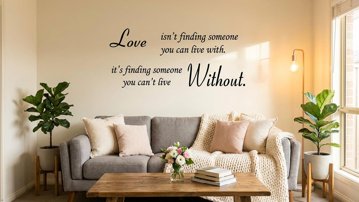 Picniva Love Without Quote Vinyl Wall Decal, Black, 22 x 10 in