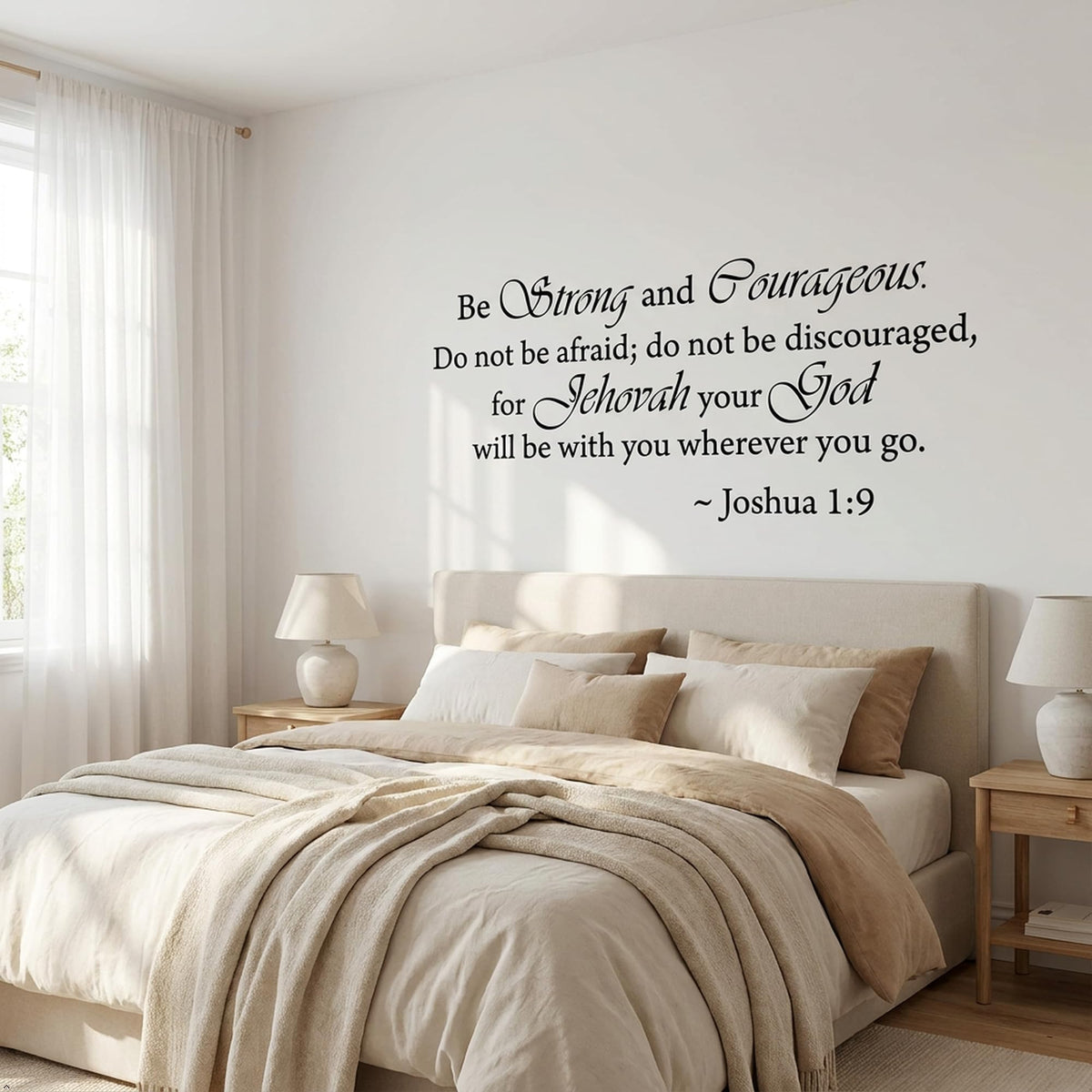 Picniva Be Strong and Courageous Wall Decal, Black, 10 x 22 in