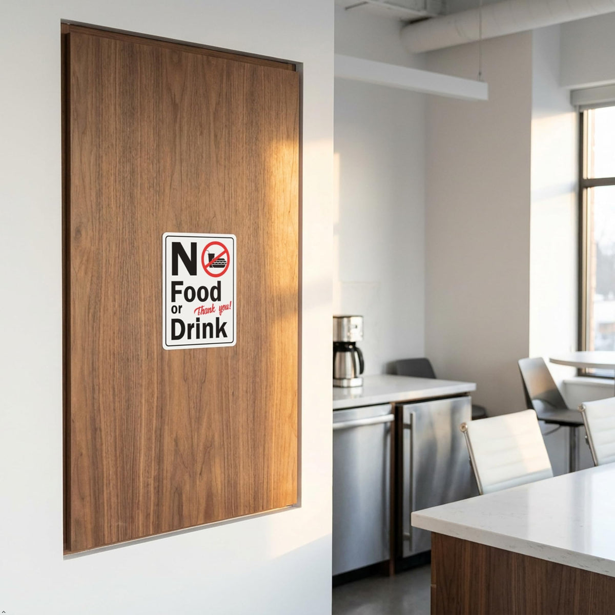 Picniva No Food or Drink Notice Stickers, 5 in, Two Pack