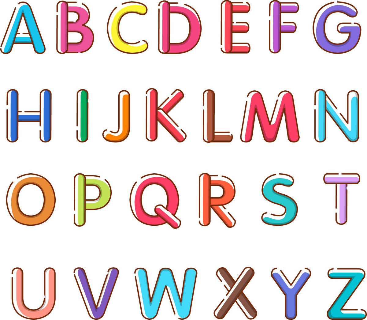 Picniva Alphabet ABC Style 1 Peel & Stick Nursery Wall Decals, 3 in Letters