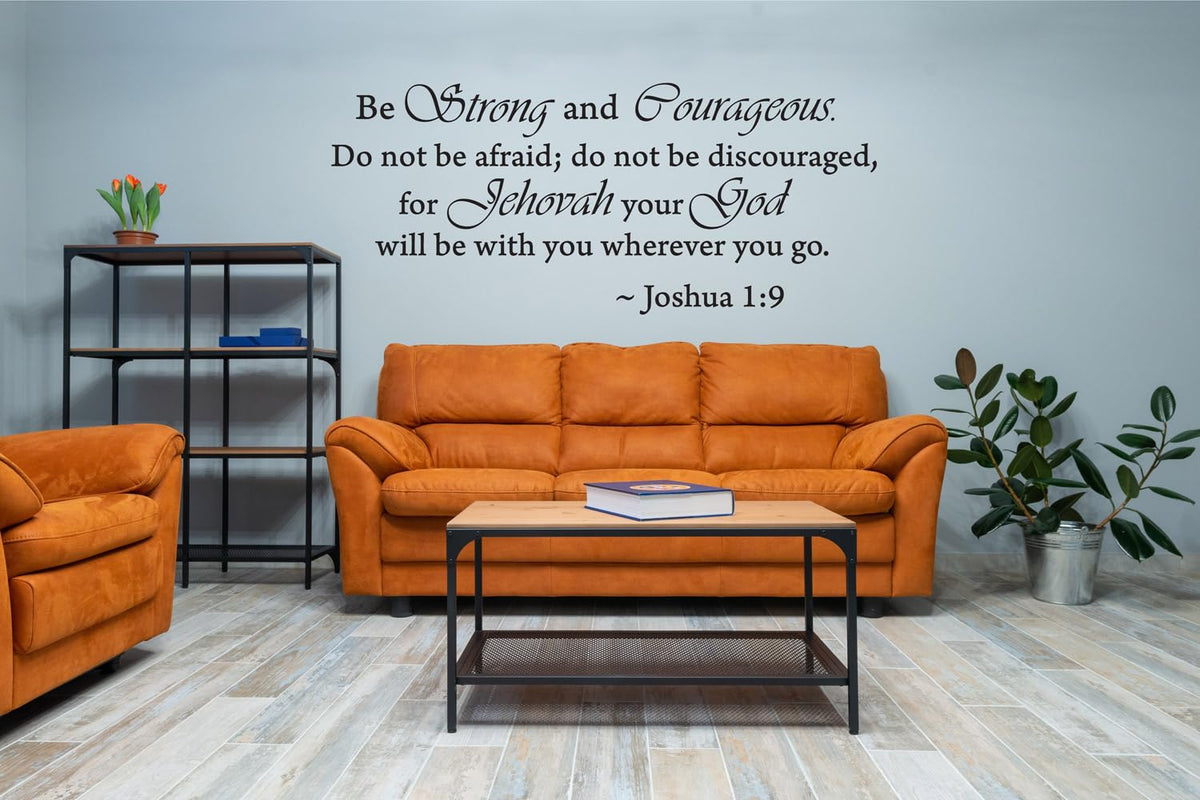 Picniva Be Strong and Courageous Wall Decal, Black, 10 x 22 in