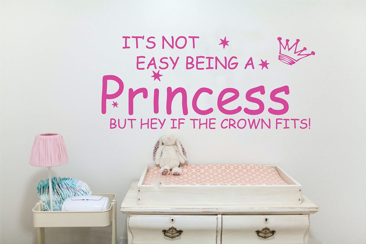 Picniva Not Easy Being a Princess Vinyl Wall Decal, Pink, 10 x 22 in