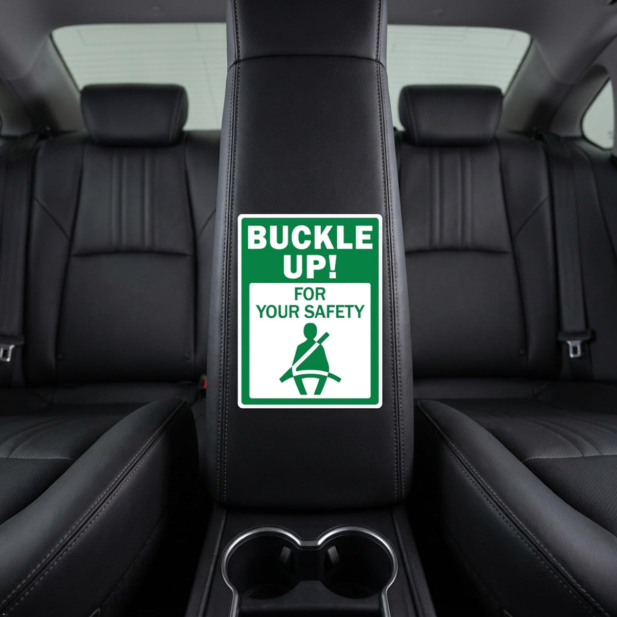 Picniva Buckle Up Safety Sign Decals, 15 in, Two Pack