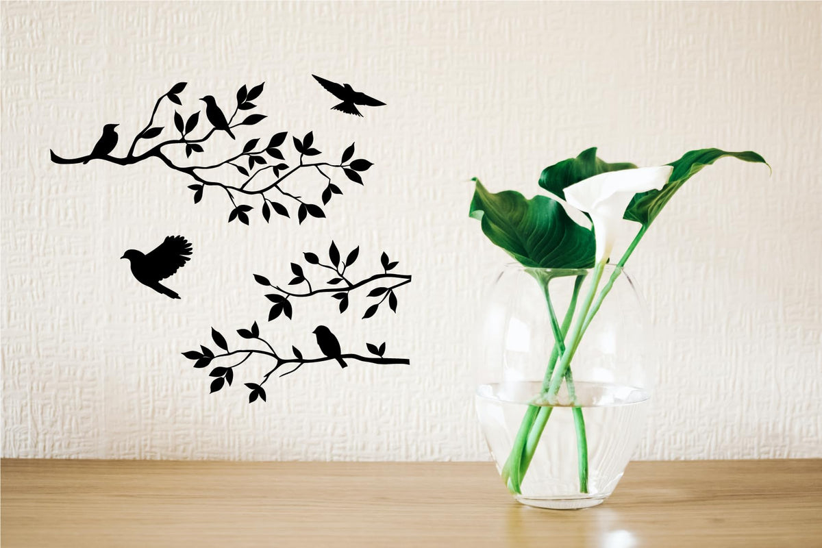 Picniva Birds and Blossoms Removable Wall Decal, Black, 16 x 24 in