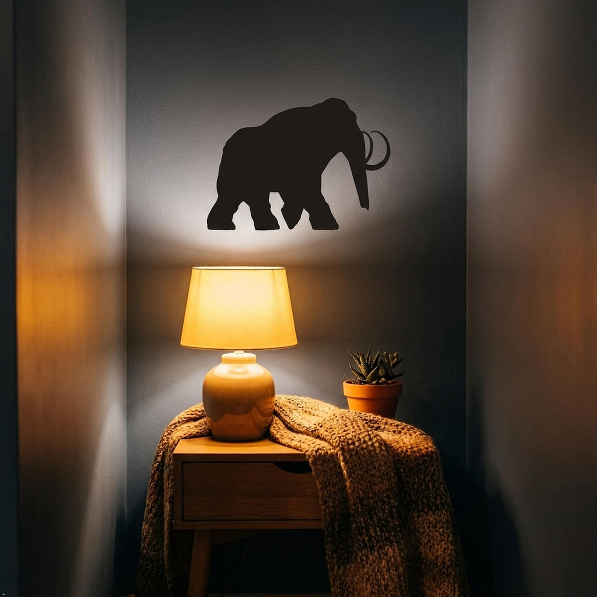 Picniva Mammoth Sty2 Vinyl Wall Decal Removable - Color: Black - Size: 22'' Width