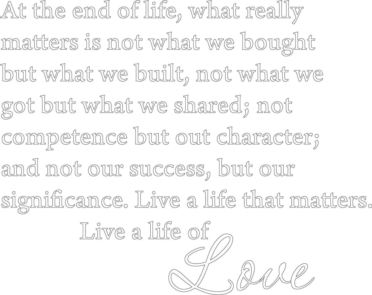 Decaltor At the end of life, what really matters is not what we bought Sayings Words Art Decor Lettering Vinyl Wall Art Inspirational Uplifting
