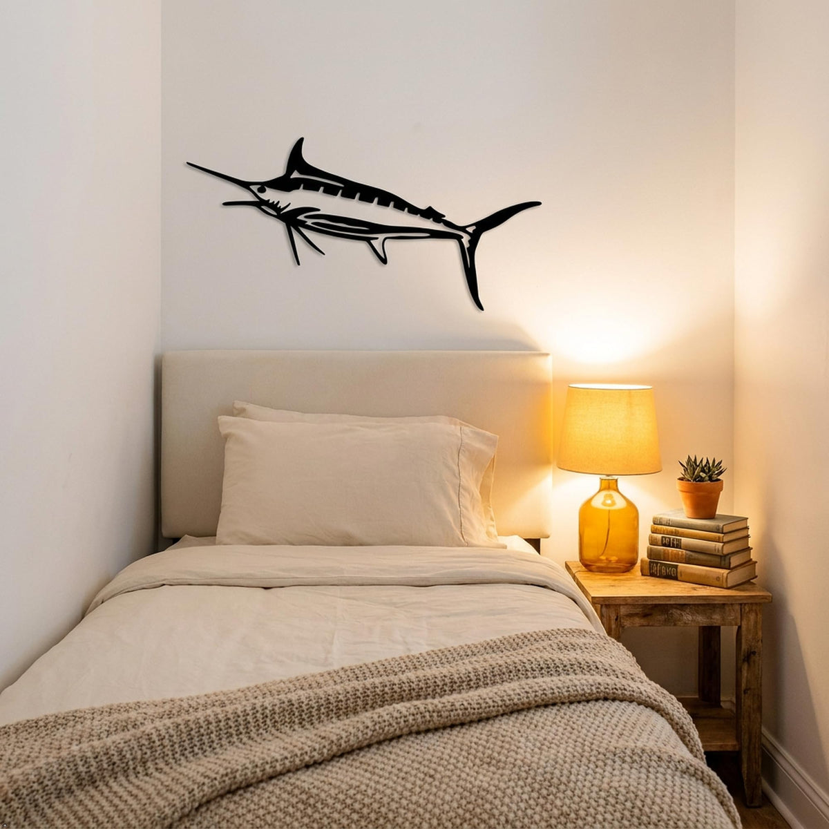 Picniva Marlin Style20 Wall Decal Removable Home Decor (Black, 15''Width)