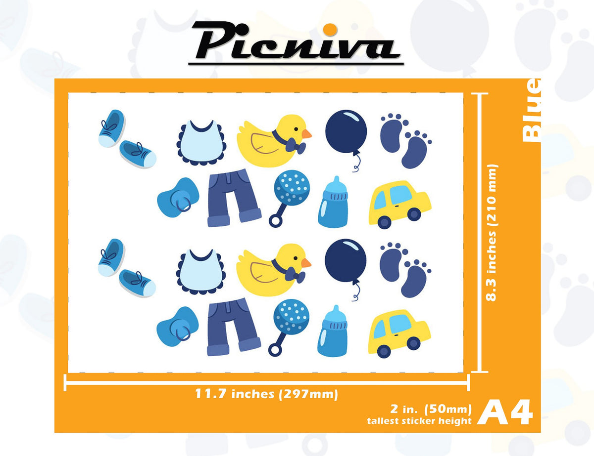 Picniva Baby Boy Clear Vinyl Wall Stickers, A4, 2 in Tallest