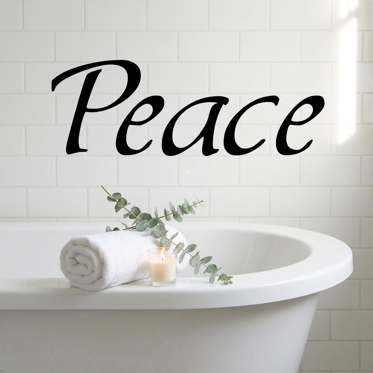 Picniva Peace Removable Vinyl Wall Decal (Black, 35''Width)