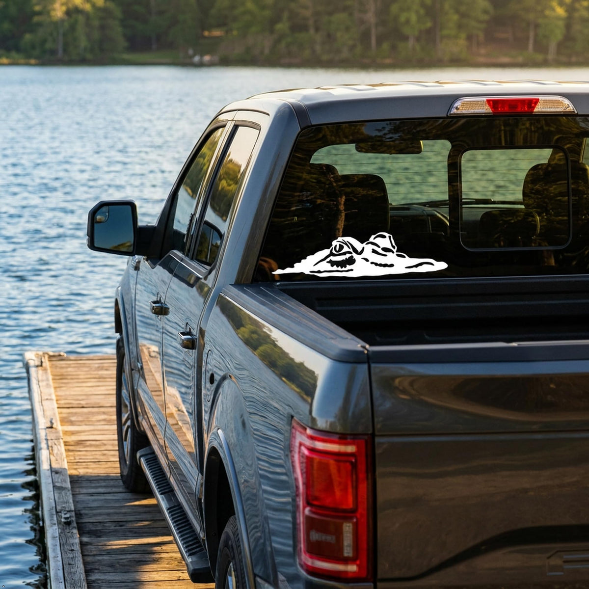 Picniva Alligator sty5 Vinyl Decal Car Truck Notebook Window Sticker (White, 20''Width) - Color: White - Size: 20''Width