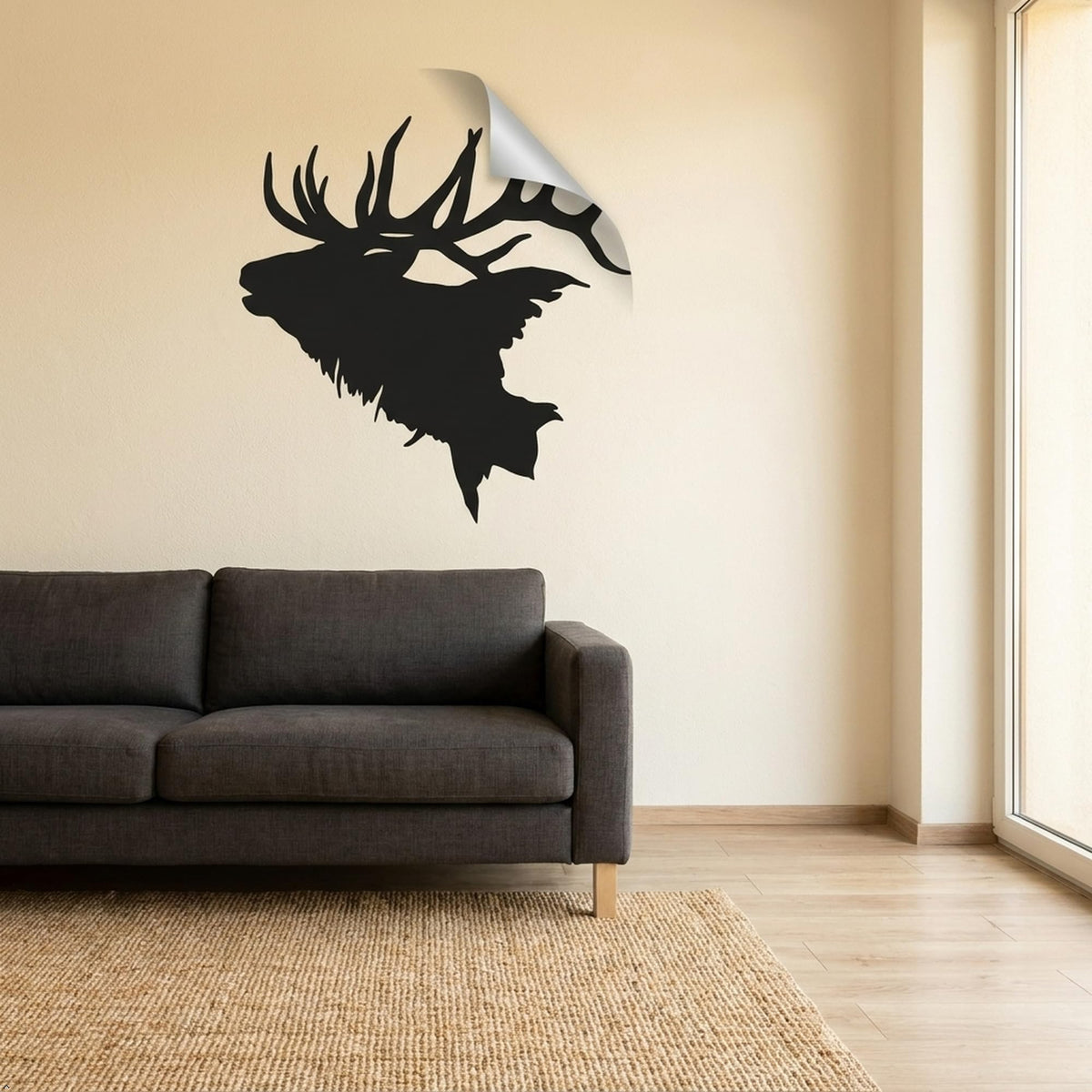 Picniva Elk Head Style 2 Vinyl Wall Decal Hunting Lodge Decor