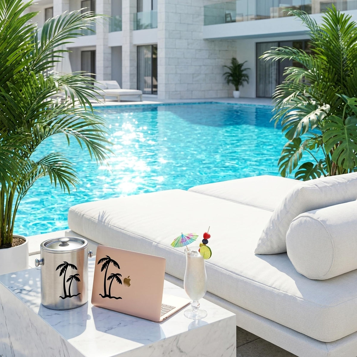 Decaltor Palm Tree 5 in Vinyl Decal for Laptop Bumper Wall