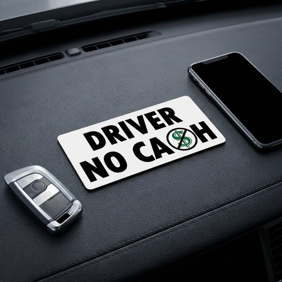 Picniva Driver No Cash Notice Stickers, 5 in, Two Pack