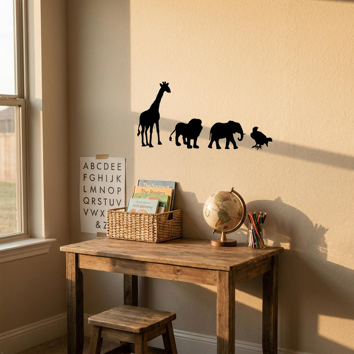 Picniva Safari Baby Animal Wall Decals Black & White Nursery Decor