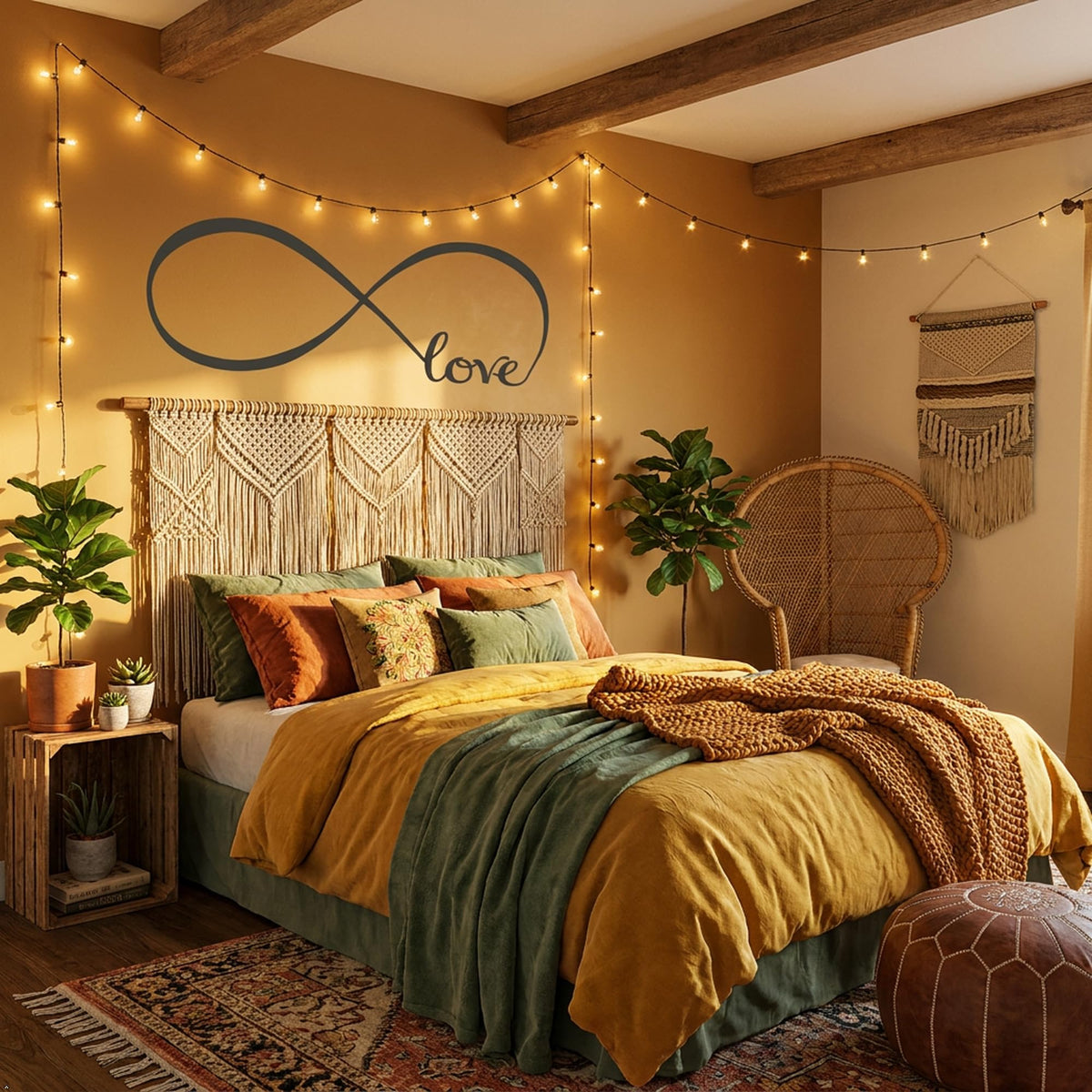 Picniva Infinity Symbol Love Wall Decal, White, 10 x 28 in