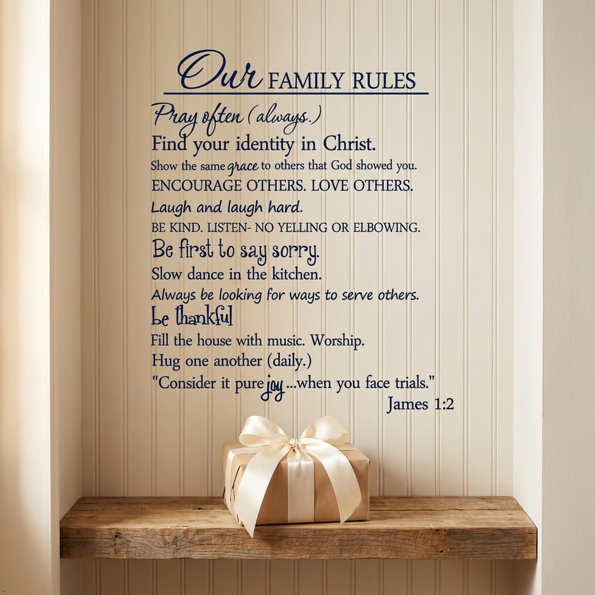 Our Family Rules Vinyl Wall Art Quote Decal Sticker Home Decor (Blue, 35'' Width)