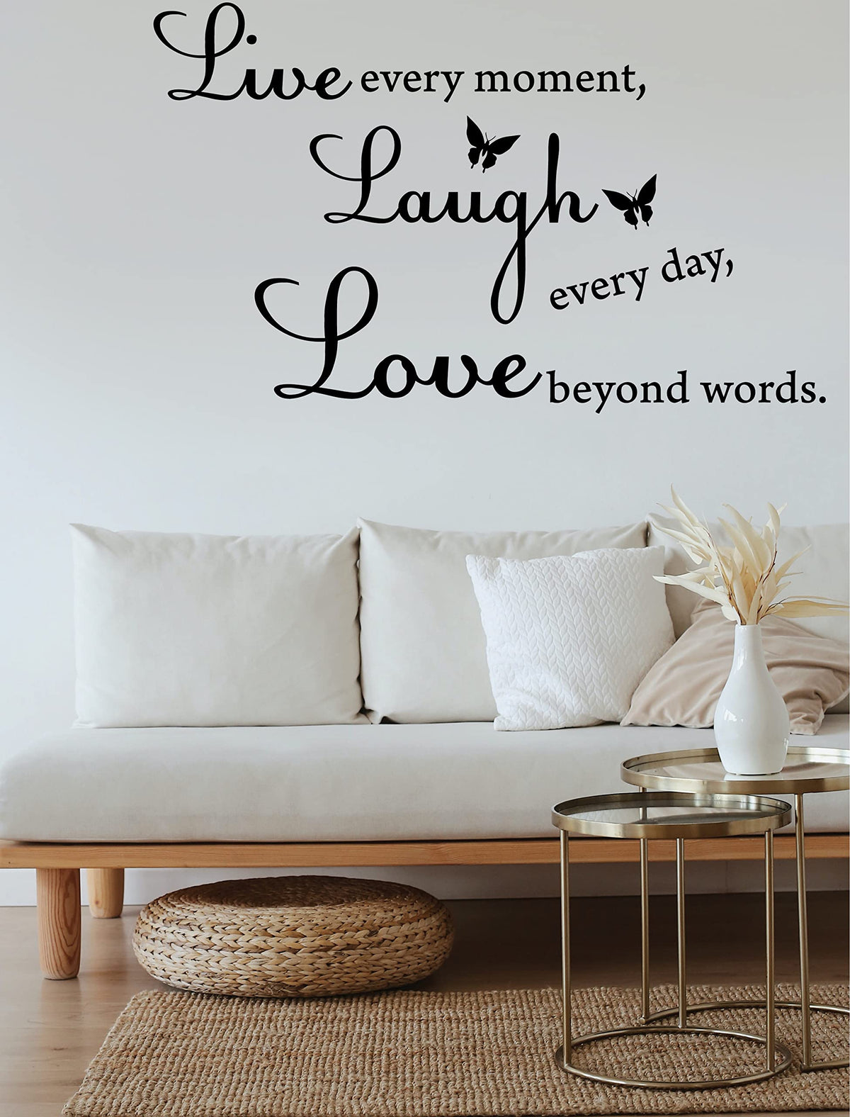 Picniva Live Every Moment Quote Vinyl Wall Decal, Black, 15 x 22 in