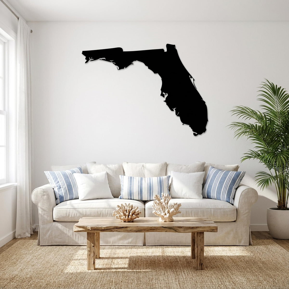 Picniva Florida State Map Removable Vinyl Wall Decal, Black, 3 in Wide - Color: black - Size: 3 inches