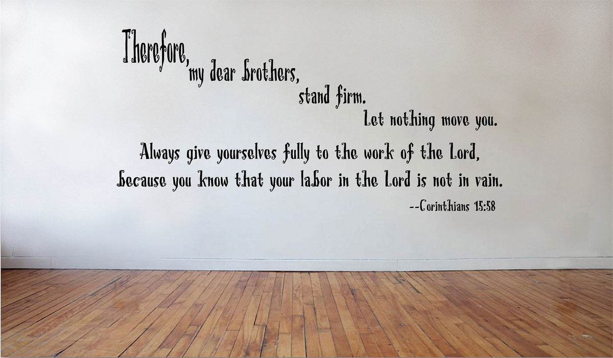 Picniva Matte Black Corinthians 15:58 Scripture Vinyl Wall Decal Faith