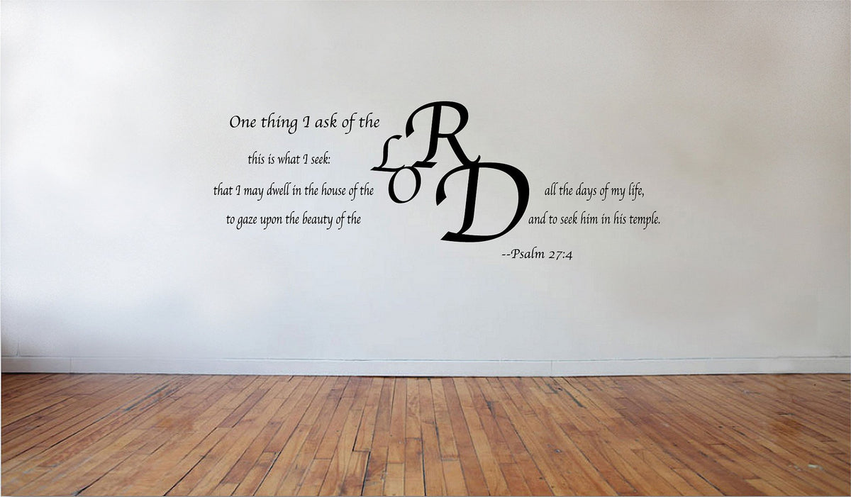 Picniva Matte Black Psalm 27:4 Scripture Vinyl Wall Decal Faith Bible Decor