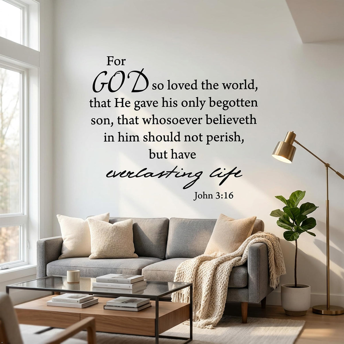 Decaltor John 3:16 Bible Verse Wall Decal, Home Decor