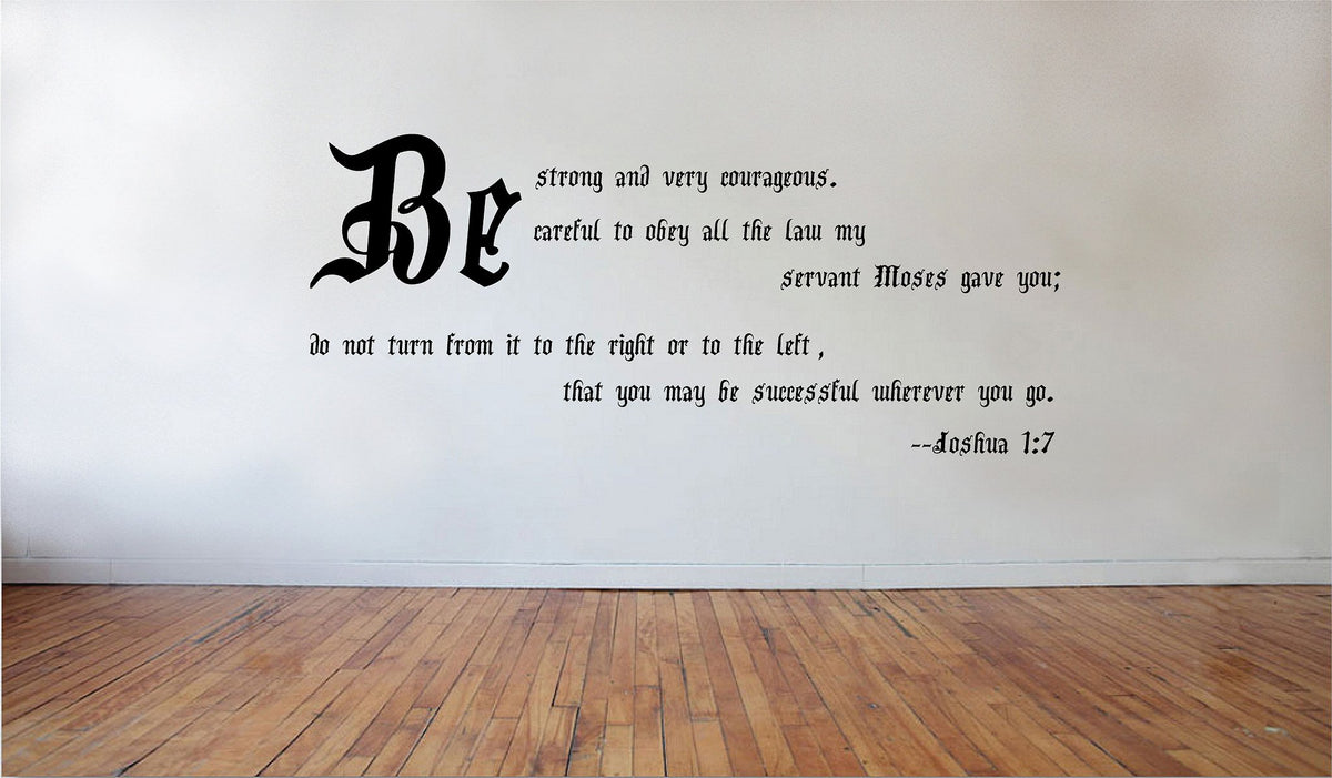 Picniva Matte Black Joshua 1:7 Scripture Vinyl Wall Decal Faith Bible Decor
