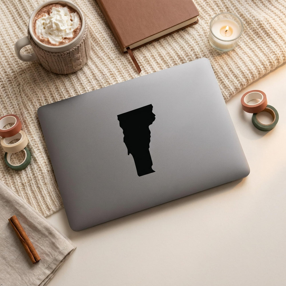 Picniva Black Vermont VT Map Vinyl Decal Sticker for Car Truck Laptop 3 In - Color: black - Size: 3 inches