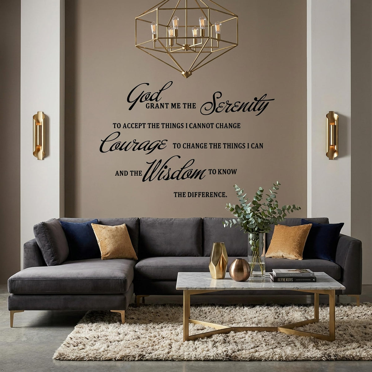 Picniva Serenity Prayer Vinyl Lettering Wall Decal, Black, 15 x 22 inches