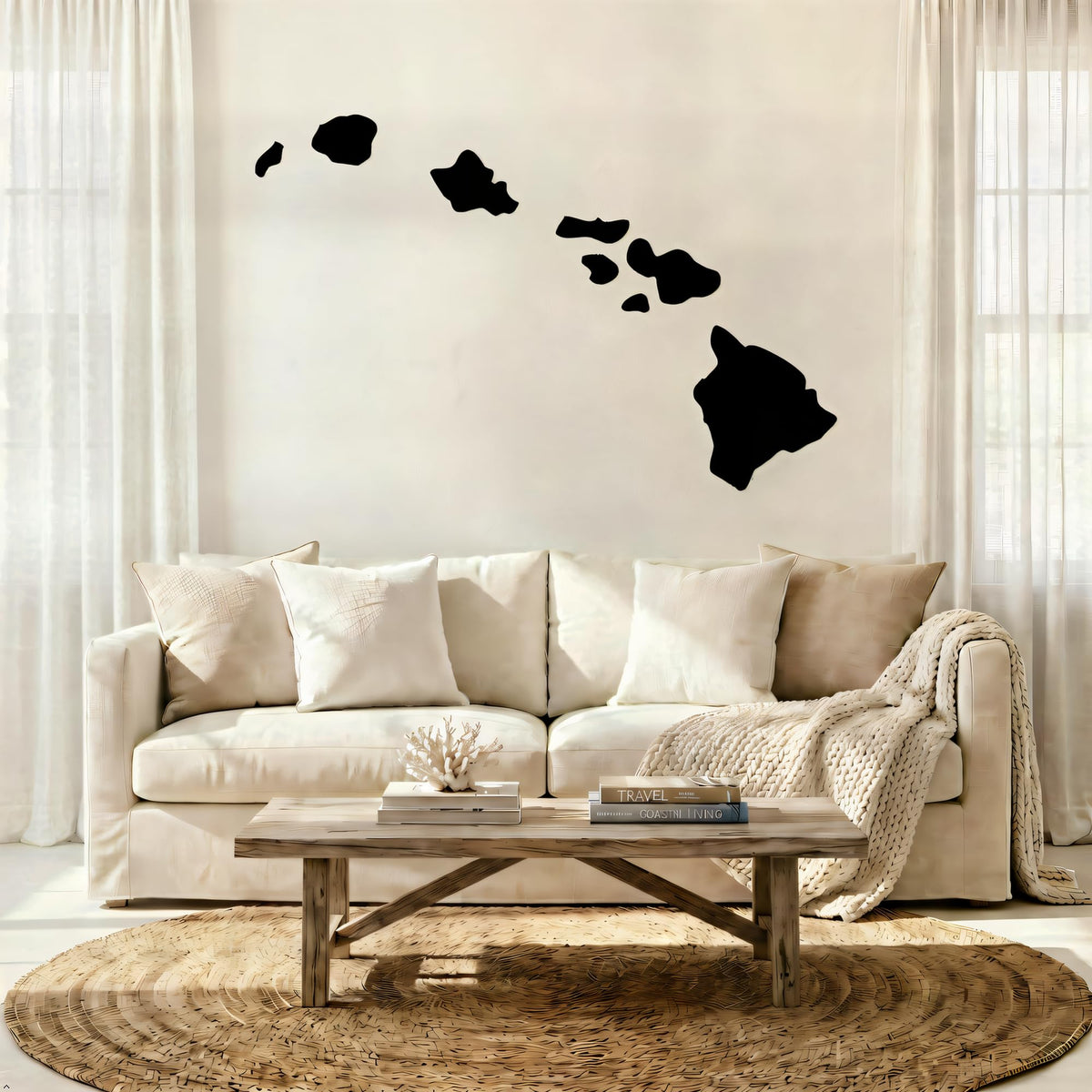 Picniva Hawaii State Map Vinyl Wall Decal, Black, 3 in Wide - Color: black - Size: 3 inches