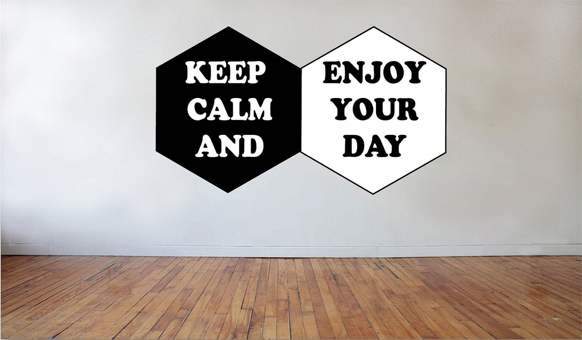Picniva Matte Black Keep Calm and Enjoy Your Day Vinyl Wall Decal Quote