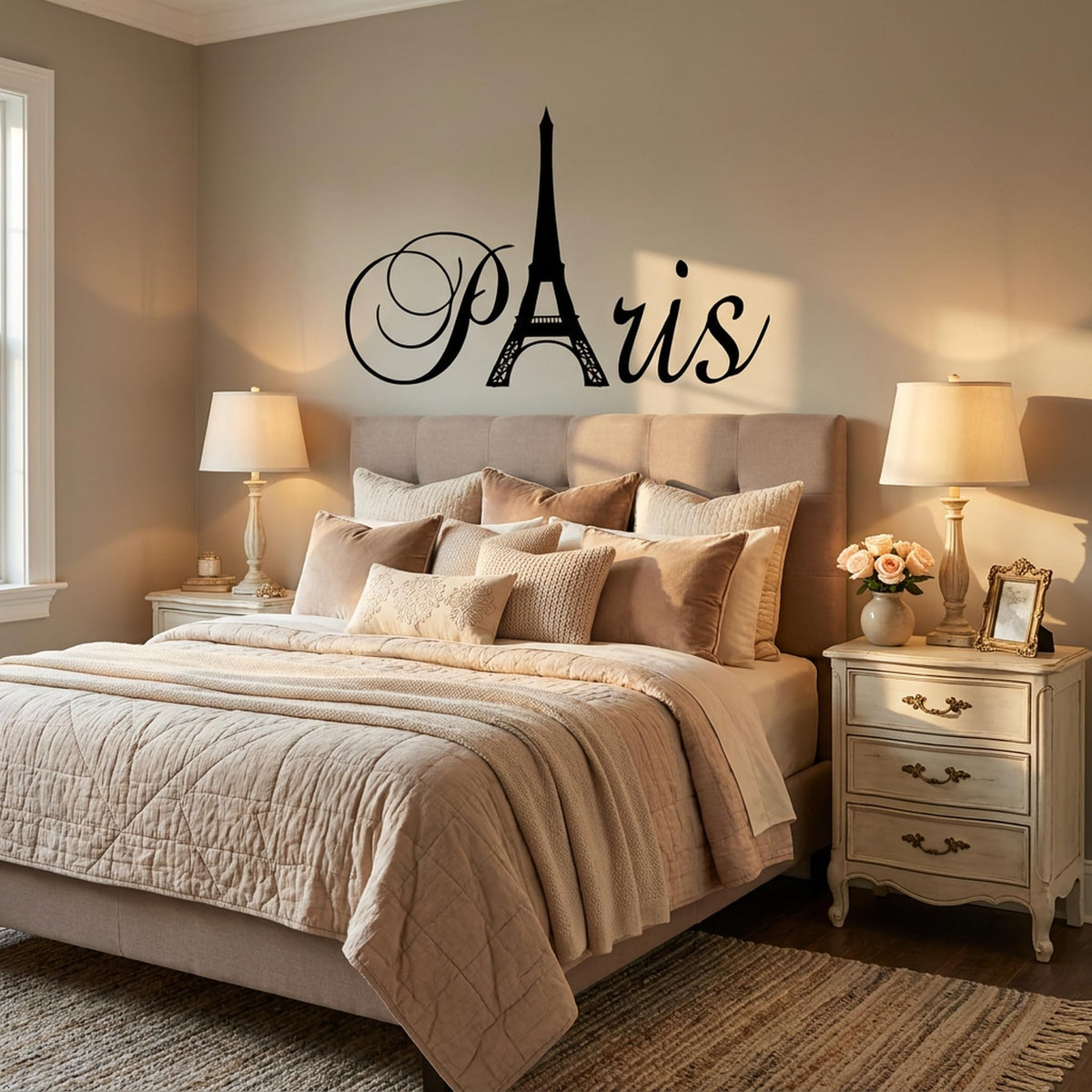 Decaltor Paris Eiffel Tower Vinyl Wall Decal for Girls Bedroom Decor