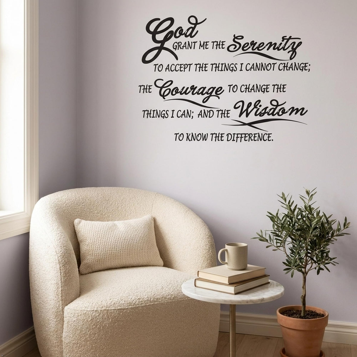 Serenity Prayer Wall Decal, Matte Black, 22.5 x 12 in