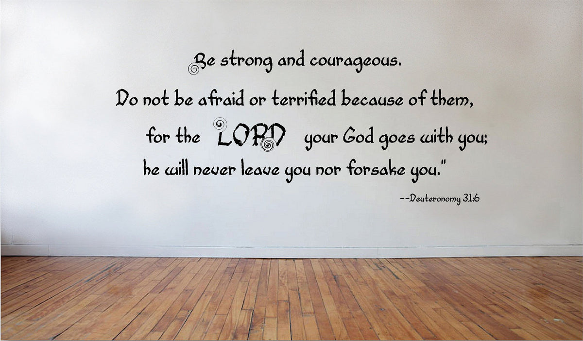 Picniva Matte Black Deuteronomy 31:6 Scripture Vinyl Wall Decal Faith Bible