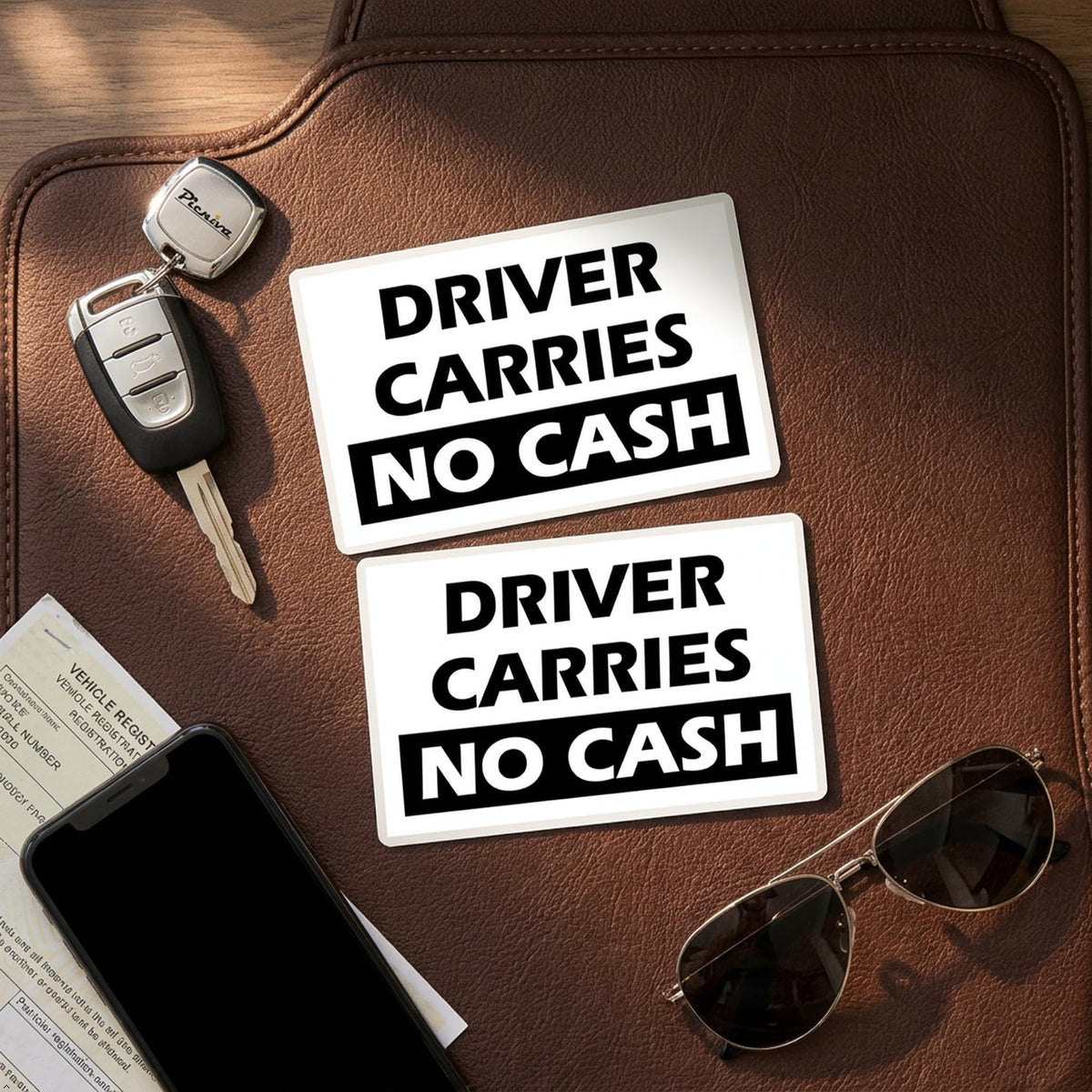 Picniva Driver Carries No Cash Vinyl Warning Decal, 10 in