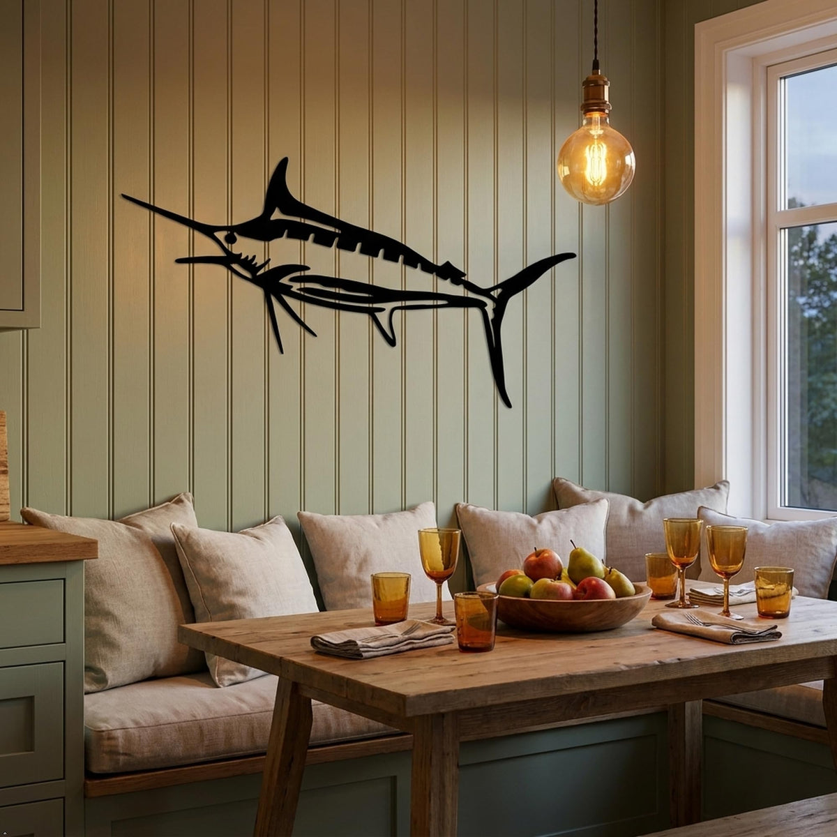 Picniva Marlin Style20 Wall Decal Removable Home Decor (Black, 30''Width)