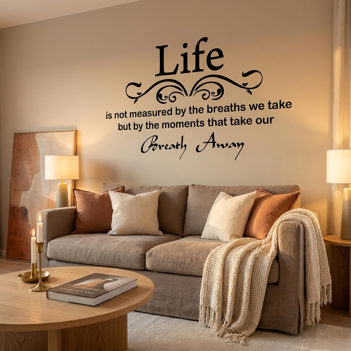 Picniva Life Is Not Measured Quote Vinyl Wall Decal, Black, 22 x 12 in