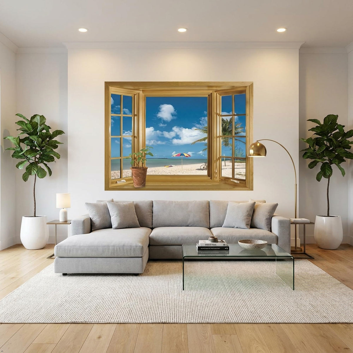 Picniva Beach Window Wall Decal, Ocean View, 20 x 30 in