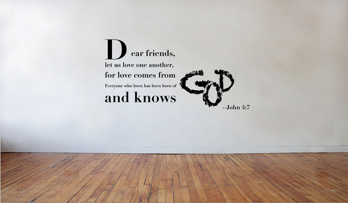 Picniva John 4:7 Vinyl Wall Decal, Matte Black, 20 x 10 in