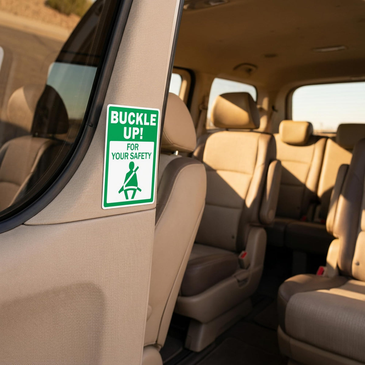 Picniva Buckle Up Safety Sign Decals, 15 in, Two Pack