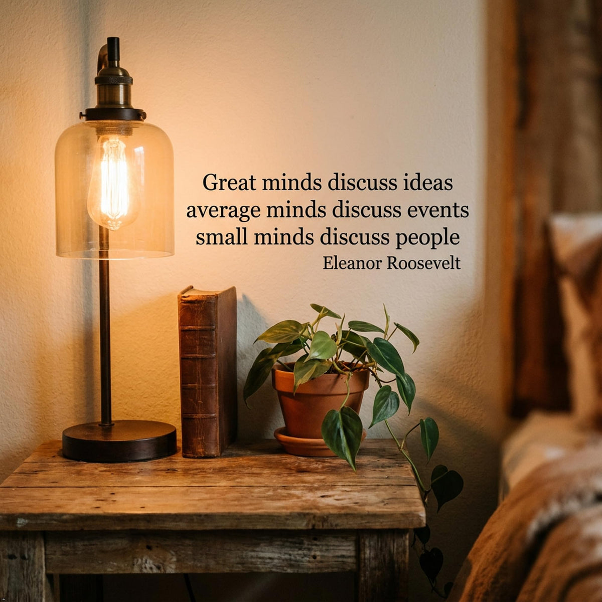 Picniva Great Minds Discuss Ideas Wall Decal, White, 36 x 12 in