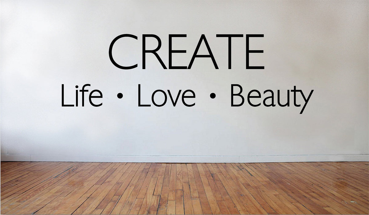 Picniva Matte Black Create Life Love Beauty Vinyl Wall Decal Family Decor