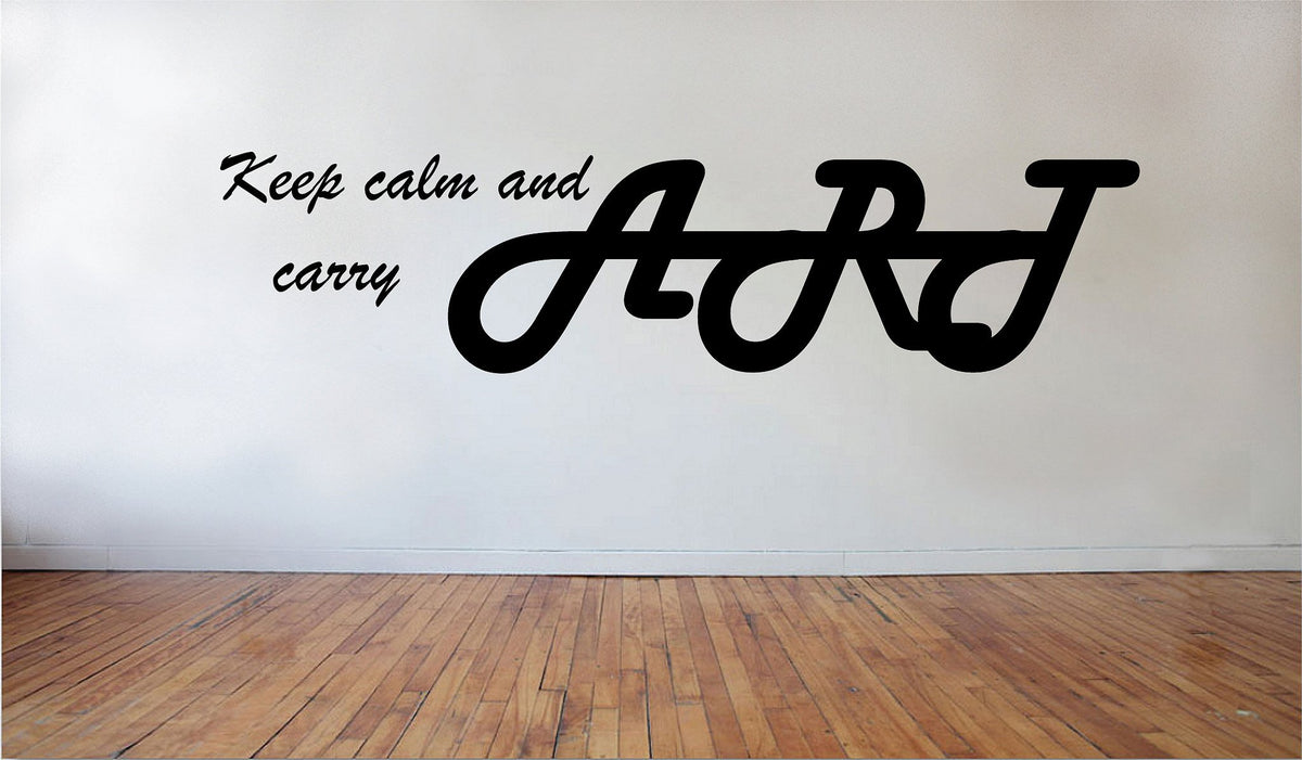 Picniva Matte Black Keep Calm and Carry Art Vinyl Wall Decal Motivational