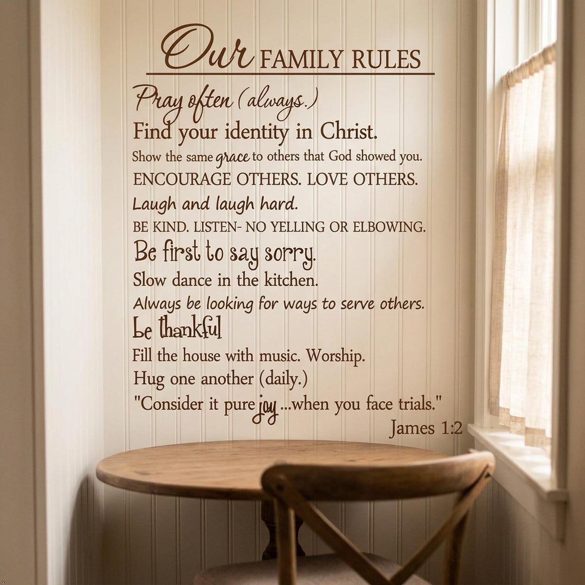 Our Family Rules Vinyl Wall Art Quote Decal Sticker Home Decor (Brown, 40'' Width)