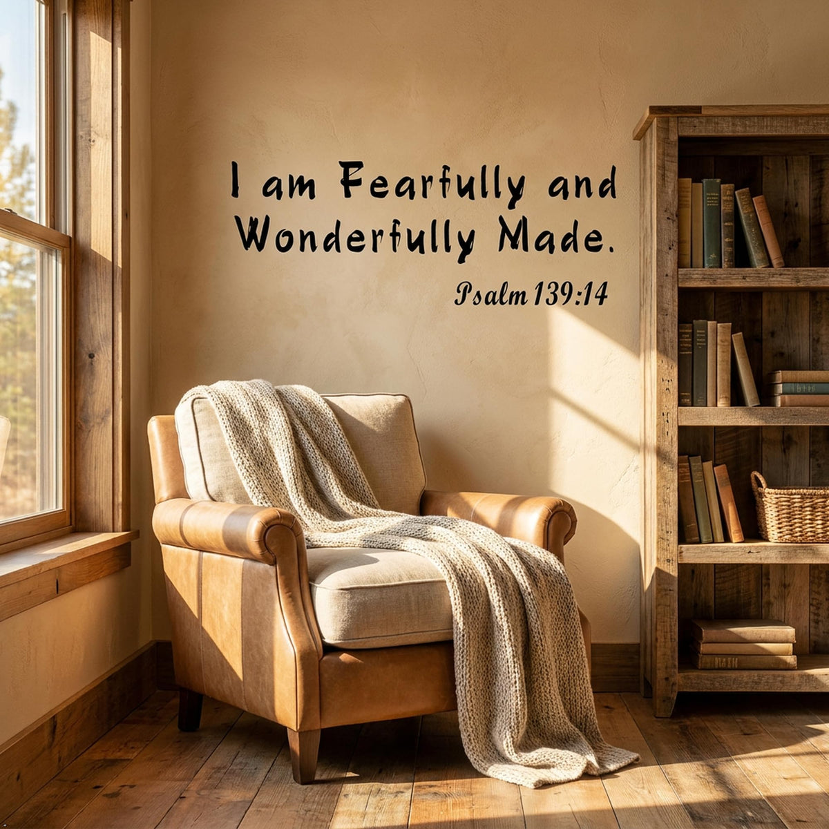 Picniva Fearfully and Wonderfully Made Psalm 139 Wall Decal (Black, 40'' Width)