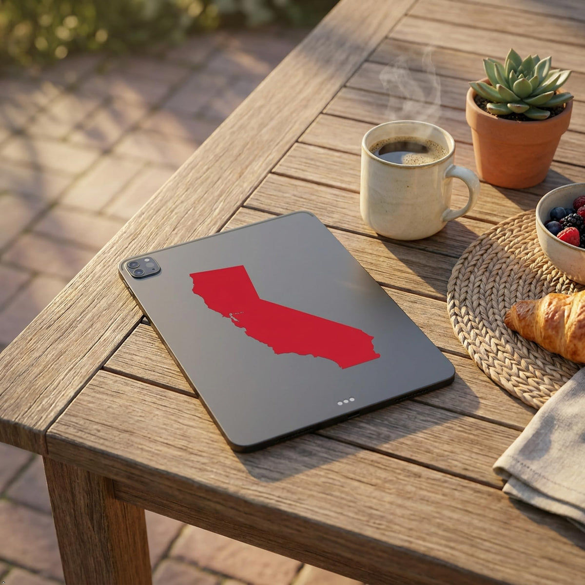 Picniva California State Map Removable Vinyl Wall Decal, Red, 3 in Wide