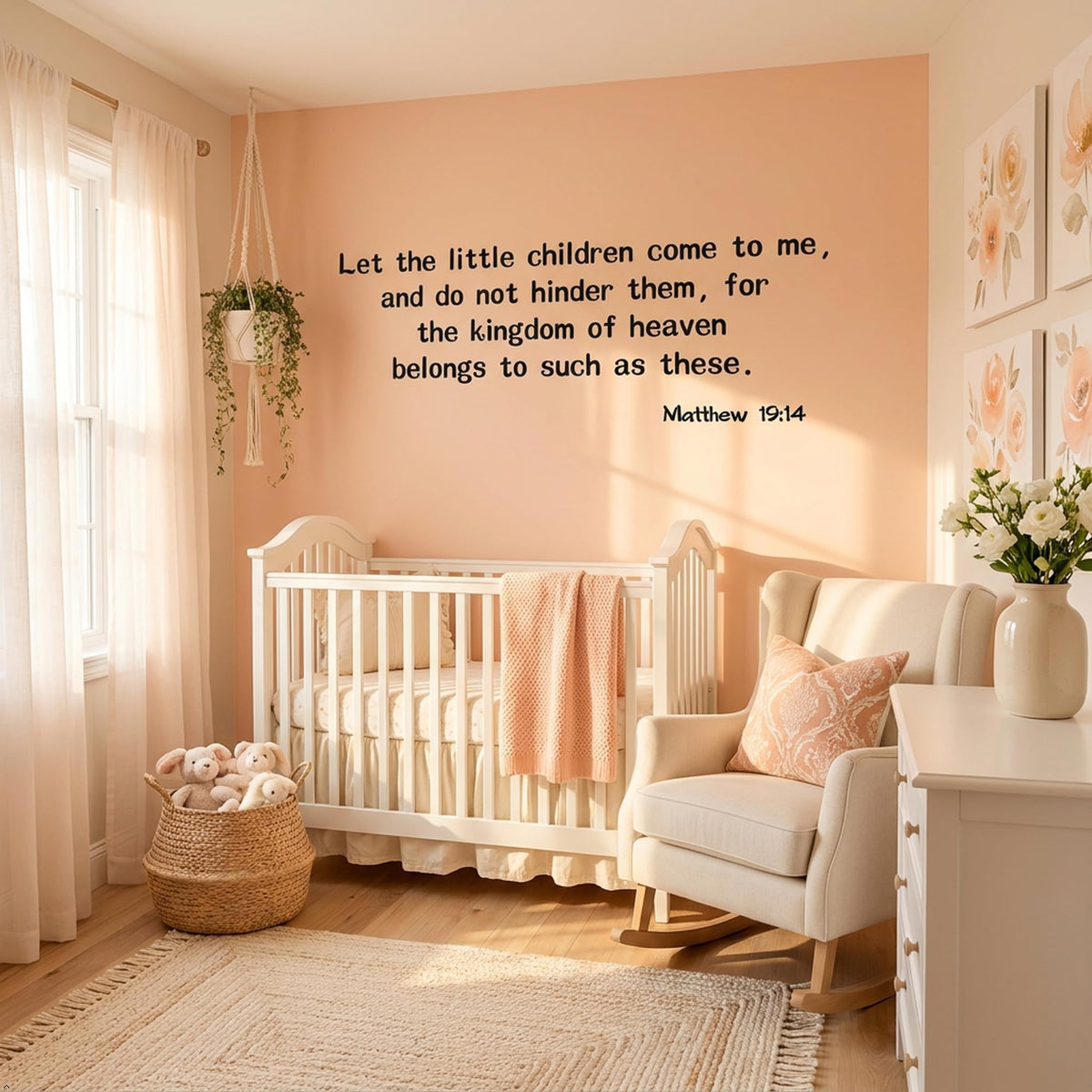 Picniva Matte Black Matthew 19 14 Bible Vinyl Wall Decal Christian Faith