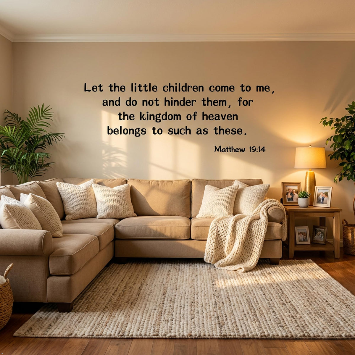 Picniva Matte Black Matthew 19 14 Bible Vinyl Wall Decal Christian Faith (Black, 40'' Width)